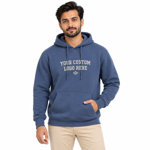 Custom 100% Cotton <b>Sherpa</b> Fleece <b>Lined</b> Embroidered Pullover <b>Hoodie</b> Fast Drying French Terry Eco-Friendly Activewear Summer - Product Image 2