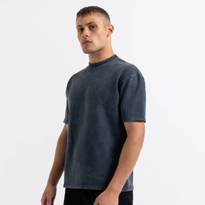 Camiseta Personalizada para Hombre, Cuello Grueso, 100% Algodón, Camisetas de Cuello Alto, Estilo Oversize - Product Image 5
