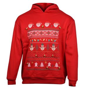 Sudadera con Capucha de Algodón Premium de Secado Rápido con Estampado Navideño de Santa Claus y Patrones Decorativos Festivos - Product Image 5