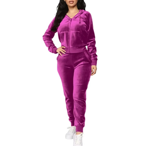 Conjunto Deportivo Casual de 2 Piezas para Mujer, Sudadera con Capucha y Cierre de Cremallera de Manga Larga y Pantalones Deportivos, Ropa Deportiva de Otoño - Product Image 1