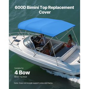 ผ้าคลุมเรือกันน้ำเกรดมารีน 600D ทนทาน ขนาด 8 ฟุต พร้อมหลังคาบิมินี่ 4 คัน  พร้อมผ้าคลุมสำรองและกระเป๋าเก็บ - Product Image 2