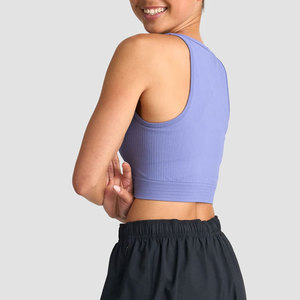Camiseta sin mangas con diseño de cuello en V profundo, parte inferior acanalada, alta elasticidad, para mujer, elástica, para correr, hacer ejercicio, informal, para exteriores, chaleco de verano - Product Image 5