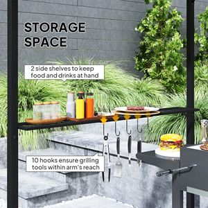 Gazebo con Tetto Rigido 8 x 5 Piedi, Doppio Tetto in Metallo, 2 Ripiani Laterali e 10 Ganci per Patio, Giardino, Prato, Terrazza - Product Image 5