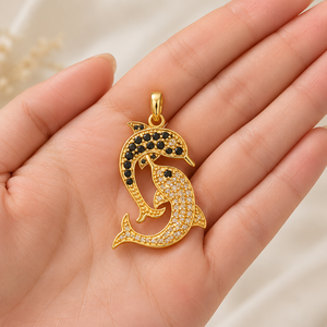 Joyería Fina para Mujer, Collar con Colgante de Delfín con Diamantes de Moissanita, Oro 10K, Diseño Personalizado, Amuleto de la Suerte, Regalo de Moda - Product Image 4