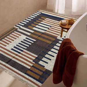 Alfombra tradicional Kilim de yute y lana tejida a mano 4x6 Alfombra de área de calidad artesanal Materiales naturales sostenibles - Product Image 1