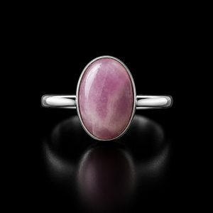 Natural Pink Kunzite Bezel Set Certified <b>Ring</b> 925 Sterling Silver Oval Cabochon Gemstone Handmade Fine Jewelry Gift for Women - Product Image 1