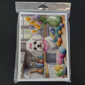 Whimsical Easter Maltese Decor Pack de 8 A7 Tamaño 5x7 Tarjetas de notas en blanco con sobres para fines de felicitación - Product Image 3