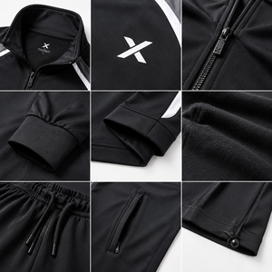 Survêtements d'échauffement personnalisés X Sports City pour hommes, entièrement zippés, séchage rapide, légers, décontractés, style streetwear, pour l'automne, avec détails latéraux - Product Image 5