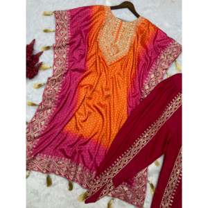 Designer <b>Kaftan</b> and Dhoti in XL Size Embroidery and Digital Print Work - Product Image 2