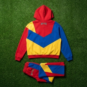 Mens Red Blue <b>Yellow</b> Color Block Hoodie <b>Tracksuit</b> Set Oversized Pullover Sweatshirt Jogger Pants Streetwear - Product Image 6