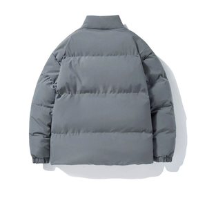 Chaqueta Acolchada Gris para Hombre con Capucha y Cuello Alto, Estilo Casual de Invierno, Ajuste Holgado, Reversible, Impermeable, Cortavientos, con Cremallera y Exterior de Poliéster - Product Image 2
