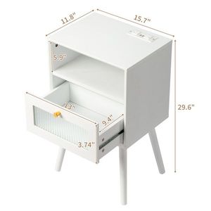 Comodino in Legno Stile Mid-Century con 1 Cassetto, Tavolino Laterale per Soggiorno e Camera da Letto, Ideale per Appartamenti - Product Image 6