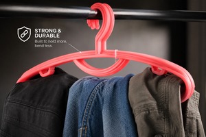<b>Plastic</b> Clothing Hanger With Non-Slip Design Rectangle Shape For Wardrobe Storage Lightweight Simple Style <b>Hook</b> Type - Product Image 3