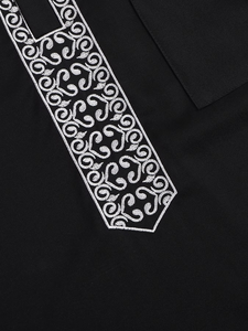 Wholesale Premium Cotton Stand Collar Modest Men's <b>Islamic</b> Eid Plus Size Loose Fit Floor Length Short Sleeve Quick Dry - Product Image 6