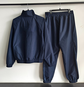 Ensemble coupe-vent décontracté et sportif pour homme, en polyester respirant, tricoté, à col montant et blocs de couleur bleu marine, en promotion en ligne - Product Image 6
