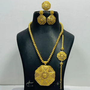 One Gram 24K Gold Plated Pendant Set with <b>Rope</b> & Bokul <b>Chain</b> for Women-Trendy Wedding/Anniversary Gift - Product Image 1