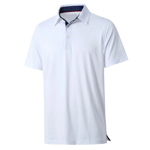 Elegantes Camisetas Polo para Hombre, Servicio OEM, Color Blanco, Corte Ajustado, Manga Corta, Cuello Camisero, de BD - Product Image 1