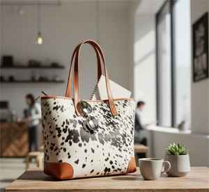 Sac fourre-tout pour femme en cuir de vachette de qualité supérieure, fermeture à glissière, broderie, mode été/automne, grande capacité, sac à main LHTB-0063 - Product Image 4