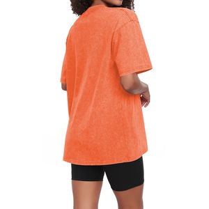 Camisetas de Cuello Redondo para Mujer, 100% Algodón, 260 g/m², Lavado Ácido, Estilo Batik, Holgadas, para Invierno, Venta al Por Mayor, Diseño de Logotipo Personalizado - Product Image 6