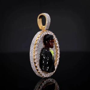 AMBER JEWELS T-298 18K <b>Solid</b> <b>Gold</b> Diamond <b>Pendant</b> Unisex Hiphop Style Brilliant Cut Natural Diamond IGI Certified Party Wear - Product Image 2