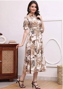 Vestido Midi de Algodón con Estampado Floral para Mujer, Corte Regular, Estilo Casual de Verano, Ropa Étnica de India y Pakistán, Impresión Digital, Elástico - Product Image 4