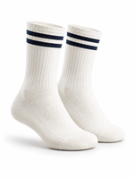 Chaussettes de sport thermiques blanches tissées écologiques respirantes antidérapantes à rayures noires pour la course, le basketball, le football et les jeunes