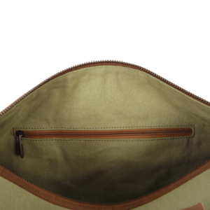 Custom Canvas Khaki <b>Holdall</b> Duffel Bag Genuine Leather Straps Travel <b>Weekend</b> Luggage Bag Wholesale Canvas Gym Bag Manufacturer - Product Image 6
