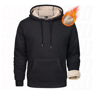 Sudadera con Capucha de Forro Polar Sherpa Grueso para Hombre, Sudadera con Capucha para Invierno, Interior Suave, Cálida para Uso Diario, Sudadera con Capucha con Estampado - Product Image 1