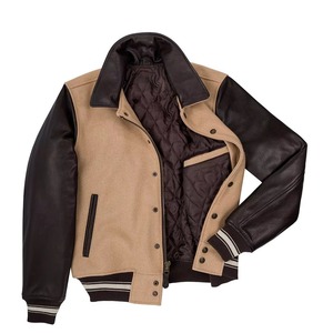 Blouson universitaire formel pour homme en mélange de laine enduite, coupe-vent et imperméable, avec logo d'équipe personnalisé sur le devant, fournisseur OEM - Product Image 1