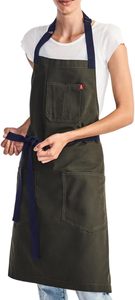 Tablier unisexe pour adultes de marque Manufacturer avec poche avant et bretelles réglables, vert olive - Product Image 5