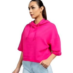 Sudaderas con capucha para mujer Fabricante de ropa Crop Cut Edge Blanks Sudaderas con capucha Sudadera Vintage Custom Puff Print Recortada - Product Image 3