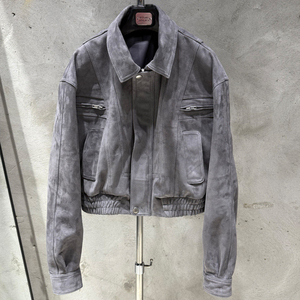 Veste de moto en cuir véritable pour femme, col rabattu court, manches longues, couleur unie, fermeture éclair, automne - Product Image 4