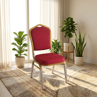Chaise de banquet empilable en métal doré pour hôtel, mariage, événement, fête, restaurant, salle de conférence, rembourrée