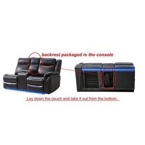 LE153 componibile componibile in nero con striscia LED moderno divano soggiorno - Product Image 5
