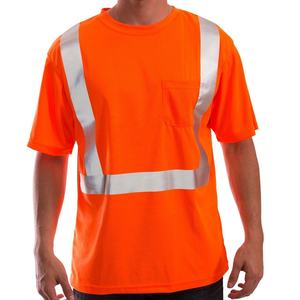 เสื้อยืดสะท้อนแสงเพื่อความปลอดภัยสีเขียวนีออนสีส้มแขนสั้นชุดทำงานสำหรับทุกเพศ - Product Image 1