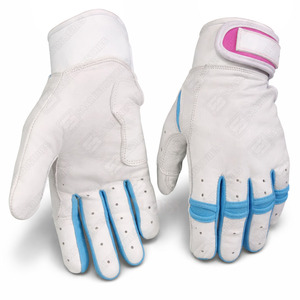 Guantes de Bateo de Cuero Rojo y Blanco de la Mejor Calidad, Profesionales, para Jóvenes y Adultos, Diseño Personalizado de Puño Corto, para Entrenamiento de Béisbol - Product Image 1