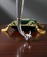 Gaumukhi Shringi en argent allemand, pour la Puja traditionnelle hindoue, les rituels de prière au temple et la décoration spirituelle de la maison
