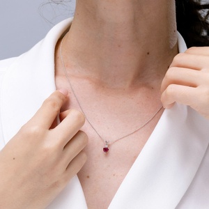 14K Pure Gold Heart-Cut <b>Ruby</b> Rabbit Ear Bale Pendant With Diamond 2026 New Arrival Valentine Day Gift Gemstone Pendant <b>Necklace</b> - Product Image 3
