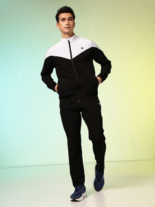 <b>Men's</b> Black <b>White</b> Color Blocking Tracksuit Set Full Sleeve Zipper Jacket Pants Sporty Regular Fit Breathable Tracksuit <b>Men</b> OEM - Product Image 2