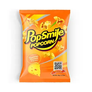 Tasty popcorn snacks Cheddar Cheese Flavor Butterfly Type Bagged in grain