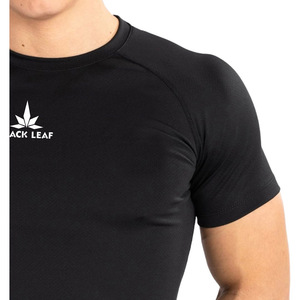 Men's Black Short Sleeve Slim Fit Sporty T-<b>Shirt</b> O-Neck Quick Dry Knitted Polyester Solid Color - Product Image 3