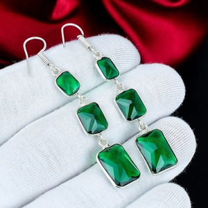 Pendientes de turmalina verde, plata de ley 925, hechos a mano, ajustables, con gemas antiguas, regalo de joyería para mujer - Product Image 4