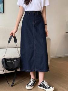 डेविन जीन स्कर्ट लंबी स्कर्ट jean डेनिम एक लाइन लोचदार कमर जींस स्कर्ट महिलाओं के लिए - Product Image 5