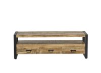 Meuble TV rustique en bois massif fait main, console de rangement pour salon d'appartement