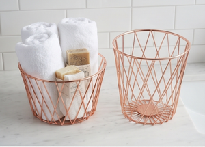 Modern Metal Wire <b>Storage</b> <b>Basket</b> Rose <b>Gold</b> Nordic Style Multi Purpose Organizing Container For Kitchen Living Room - Product Image 4