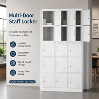 Armoire de rangement en acier KD avec serrure à clé, 15 portes, armoire de rangement en métal pour l'école, le gymnase