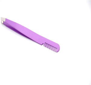 แหนบปลายเฉียงสีม่วงสแตนเลสพร้อมหวี 2 in 1 อุปกรณ์เสริมความงามสำหรับต่อขนตา มีจำนวนสั่งซื้อขั้นต่ำน้อย - Product Image 5