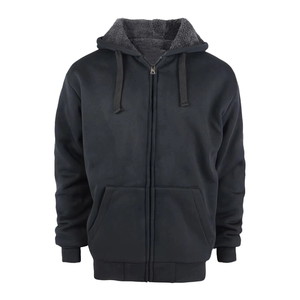 Sweat à capuche zippé pour homme, chaud et ample, en polaire, couleur unie, en polyester/coton, pour automne-hiver - Product Image 5