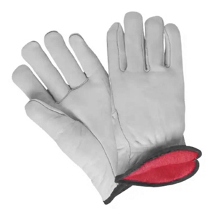 Cowhide Grain Leather <b>Driver</b> <b>Gloves</b> Reflective Safety Industrial <b>Gloves</b> Thick Fleece Heat Cold Resistance - Product Image 2