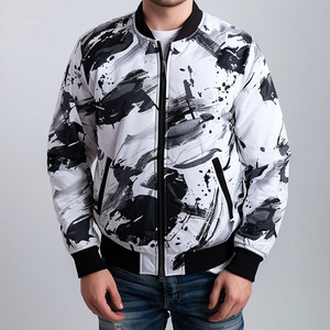Custom Mens Floral Bomber <b>Jacket</b> Digital Print Birds Flowers Polyester Cotton <b>Zip</b> <b>Up</b> Casual Varsity <b>Jacket</b> OEM - Product Image 6